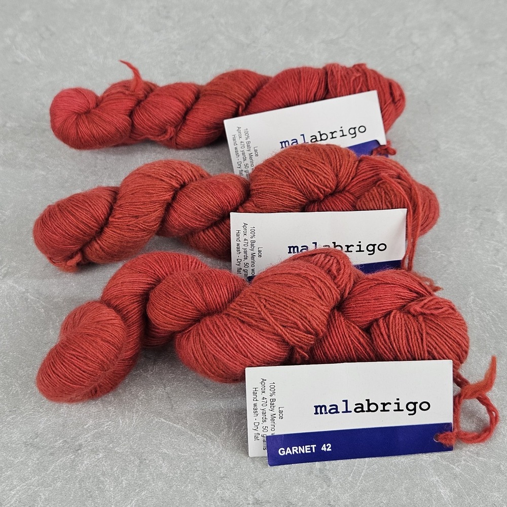 Malabrigo Lace 100% Baby Merino Wool Garnet 42 Hand Dyed Yarn 470 yds Christmas